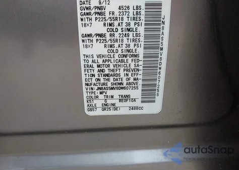 2013 Nissan Rogue Sv W/Sl Pkg from USA, damaged, VIN JN8AS5MV8DW607255